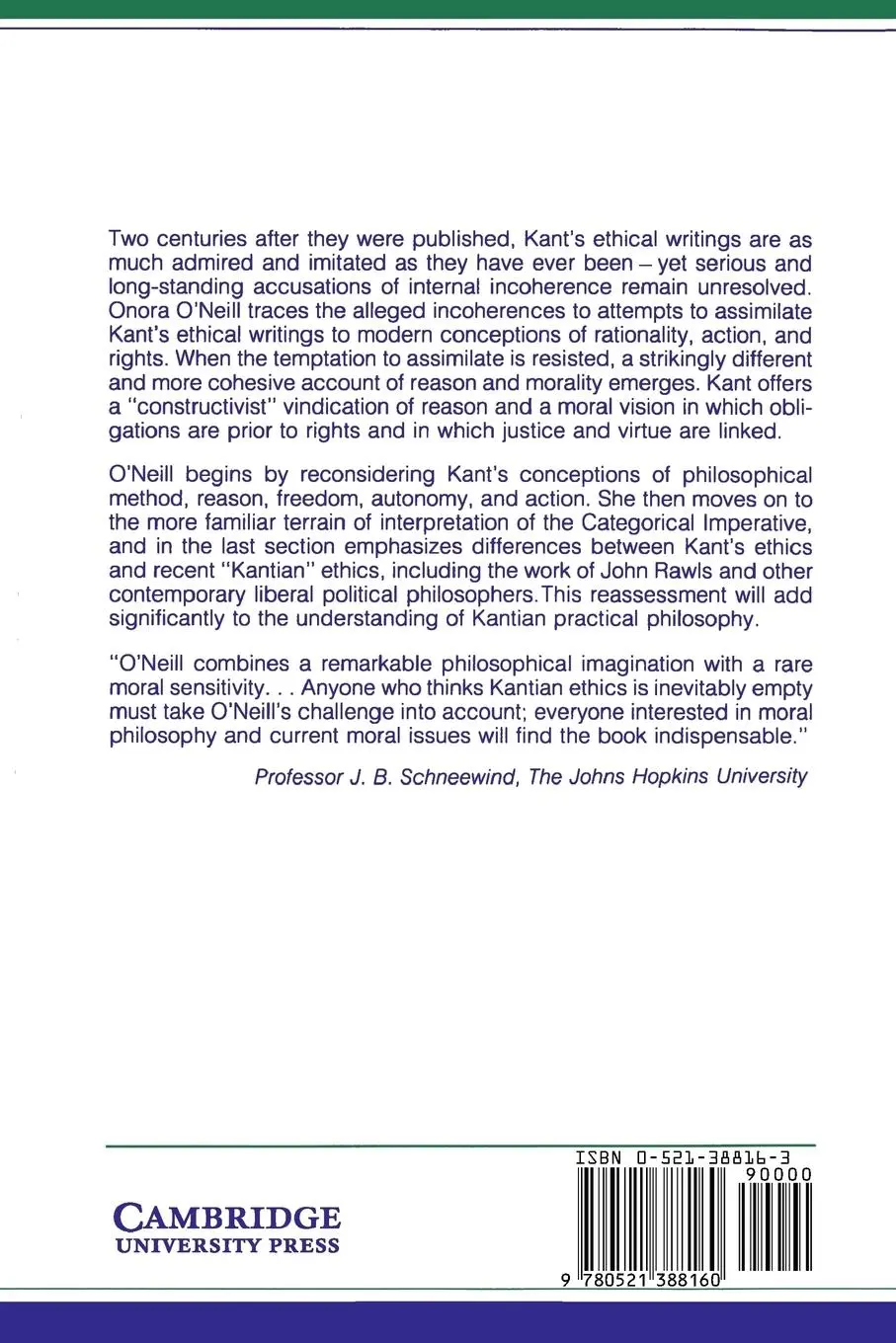 Rückseite: 9780521388160 | Constructions of Reason | Explorations of Kant's Practical Philosophy
