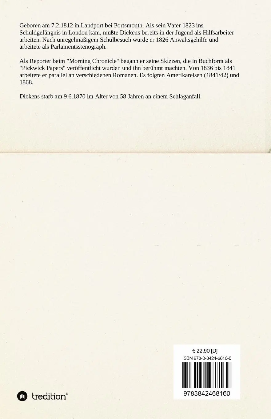 Rückseite: 9783842468160 | Eine Geschichte von zwei Städten. | Charles Dickens | Taschenbuch