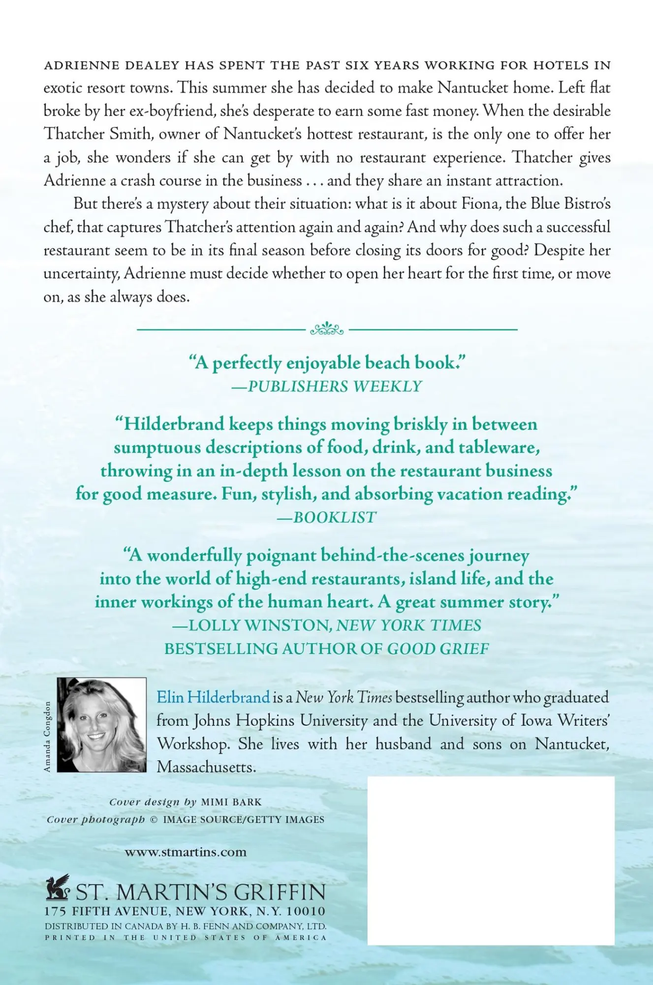 Rückseite: 9780312628260 | The Blue Bistro | Elin Hilderbrand | Buch | St. Martins Press | 2010