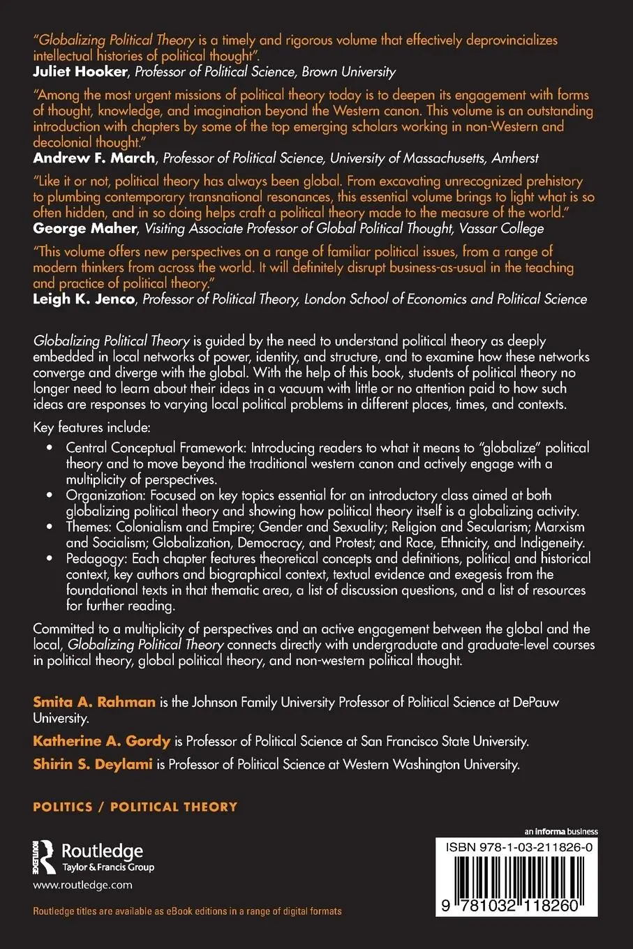 Rückseite: 9781032118260 | Globalizing Political Theory | Smita A. Rahman (u. a.) | Taschenbuch