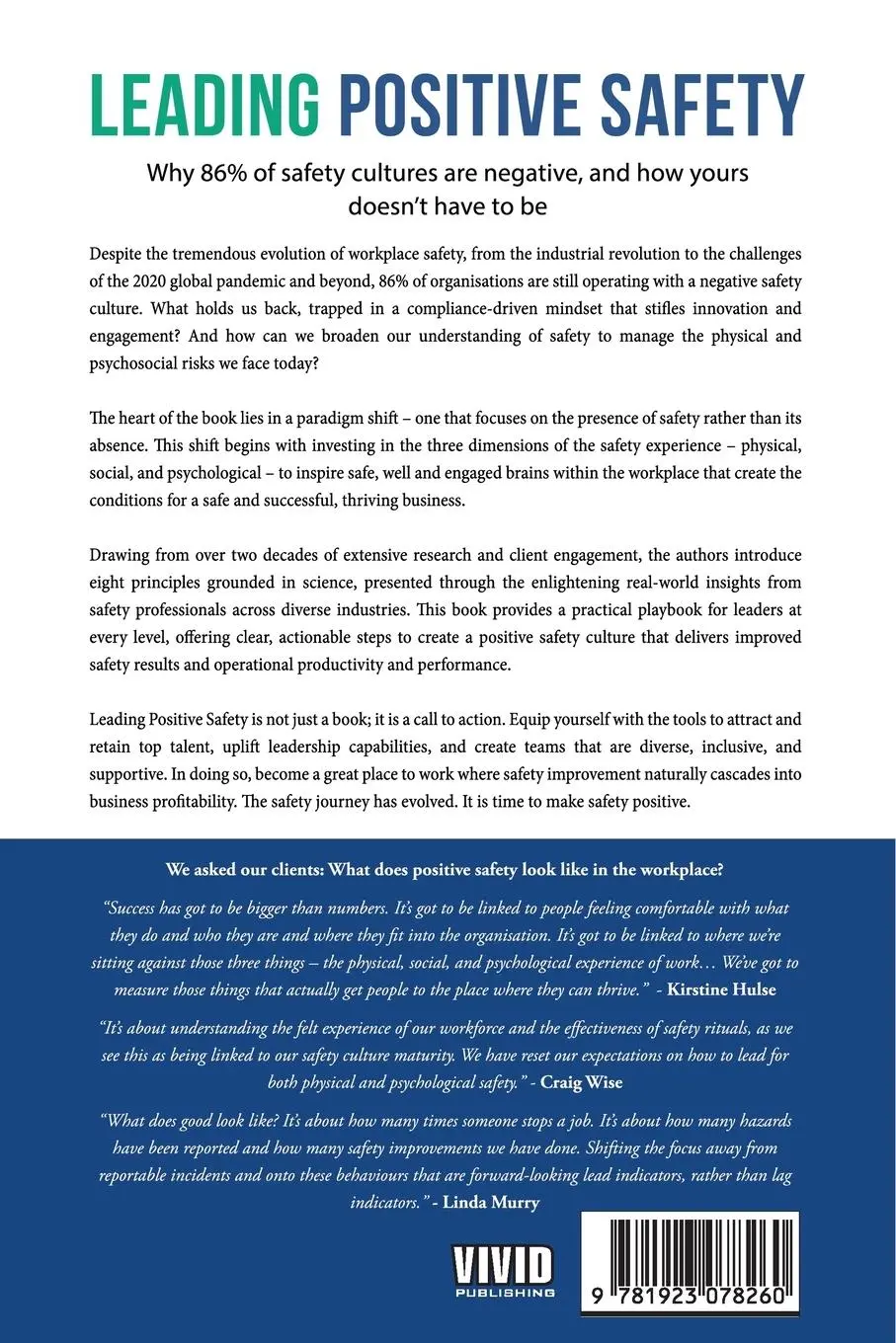 Rückseite: 9781923078260 | Leading Positive Safety | Vanessa Cook (u. a.) | Taschenbuch | 2024