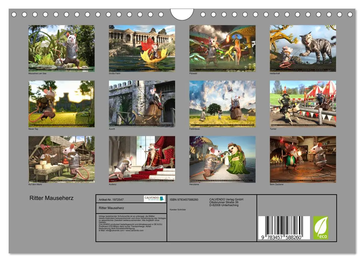 Bild: 9783457588260 | Ritter Mauseherz (Wandkalender 2026 DIN A4 quer), CALVENDO...