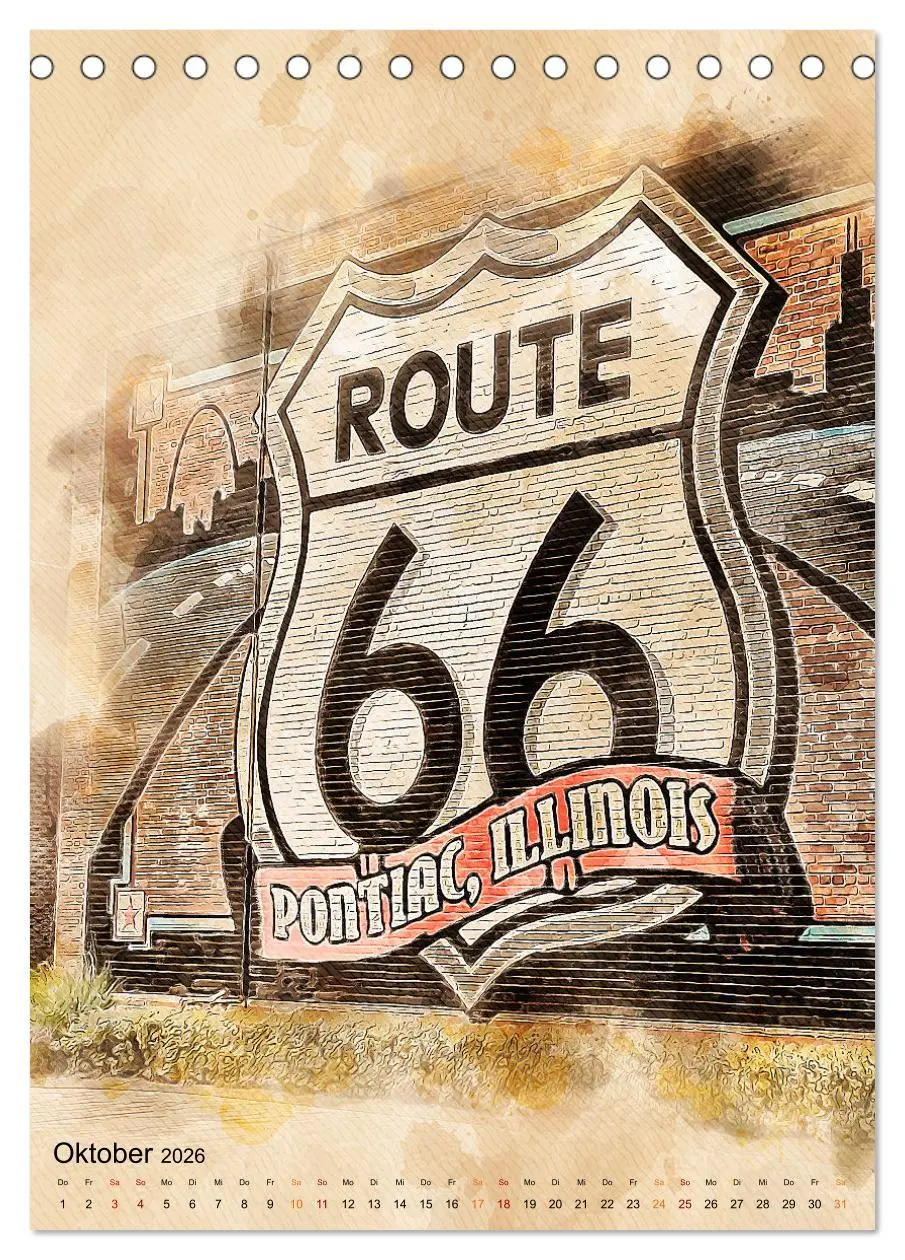 Bild: 9783516368260 | Route 66 - 2451 Meilen (Tischkalender 2026 DIN A5 hoch), CALVENDO...
