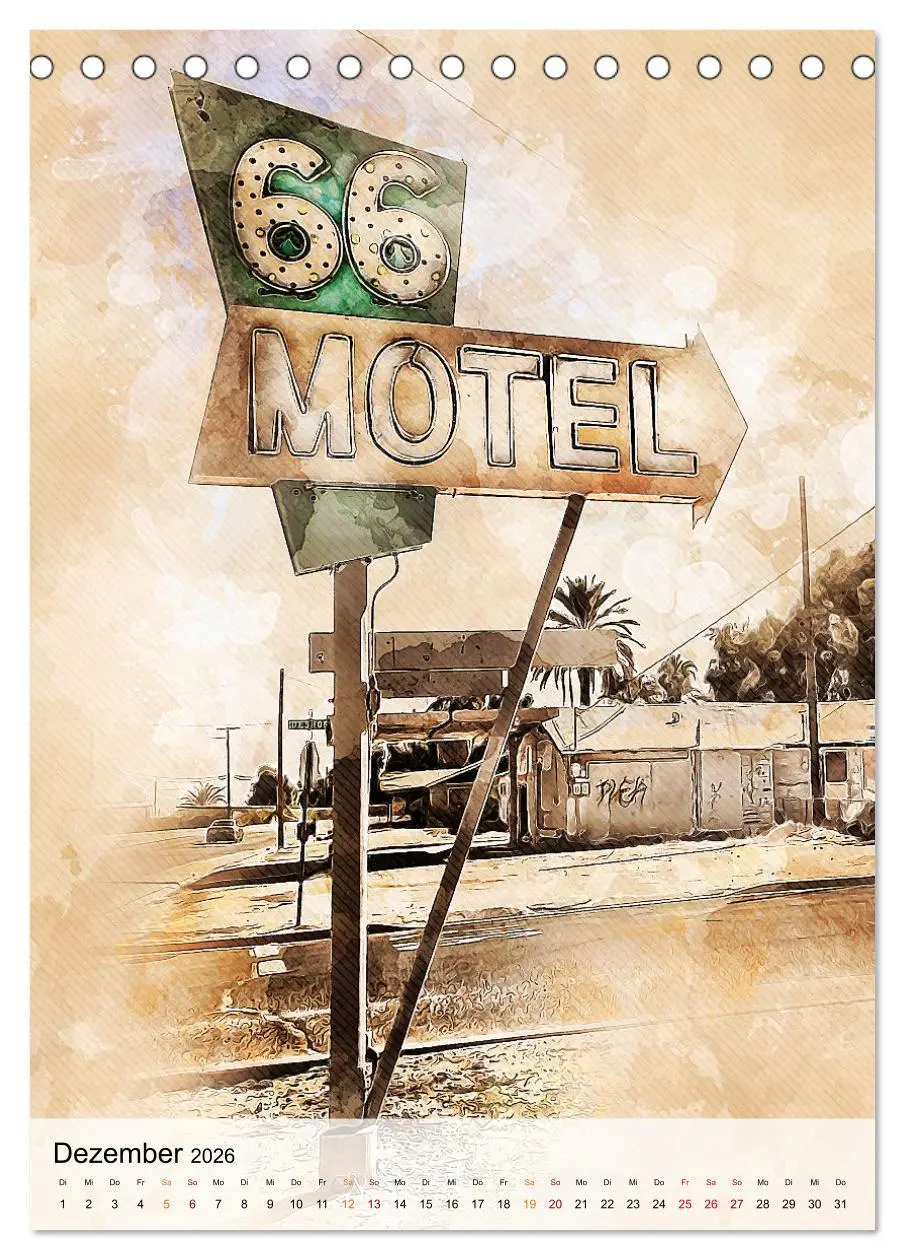 Bild: 9783516368260 | Route 66 - 2451 Meilen (Tischkalender 2026 DIN A5 hoch), CALVENDO...
