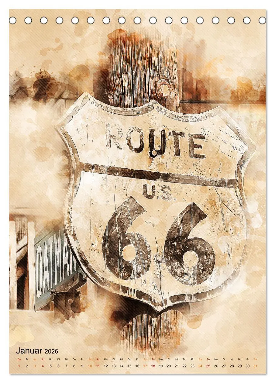 Bild: 9783516368260 | Route 66 - 2451 Meilen (Tischkalender 2026 DIN A5 hoch), CALVENDO...