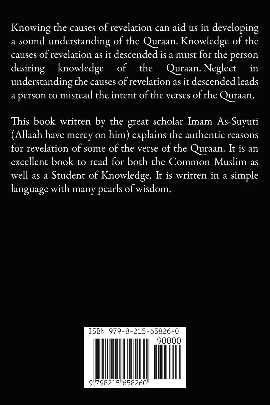 Rückseite: 9798215658260 | Causes of the Revelation of the Verses of the Quraan | Imam As-Suyuti