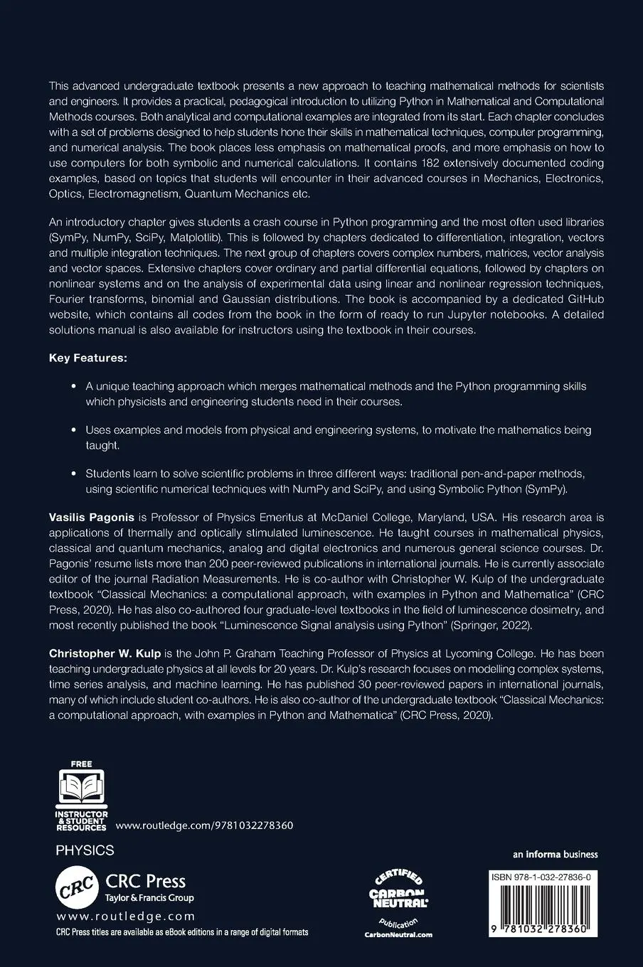 Rückseite: 9781032278360 | Mathematical Methods using Python | Vasilis Pagonis (u. a.) | Buch