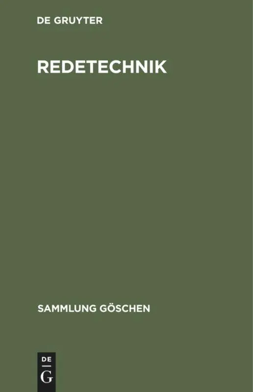 Cover: 9783110048360 | Redetechnik | Einführung in die Rhetorik | Degruyter | Buch | 187 S.