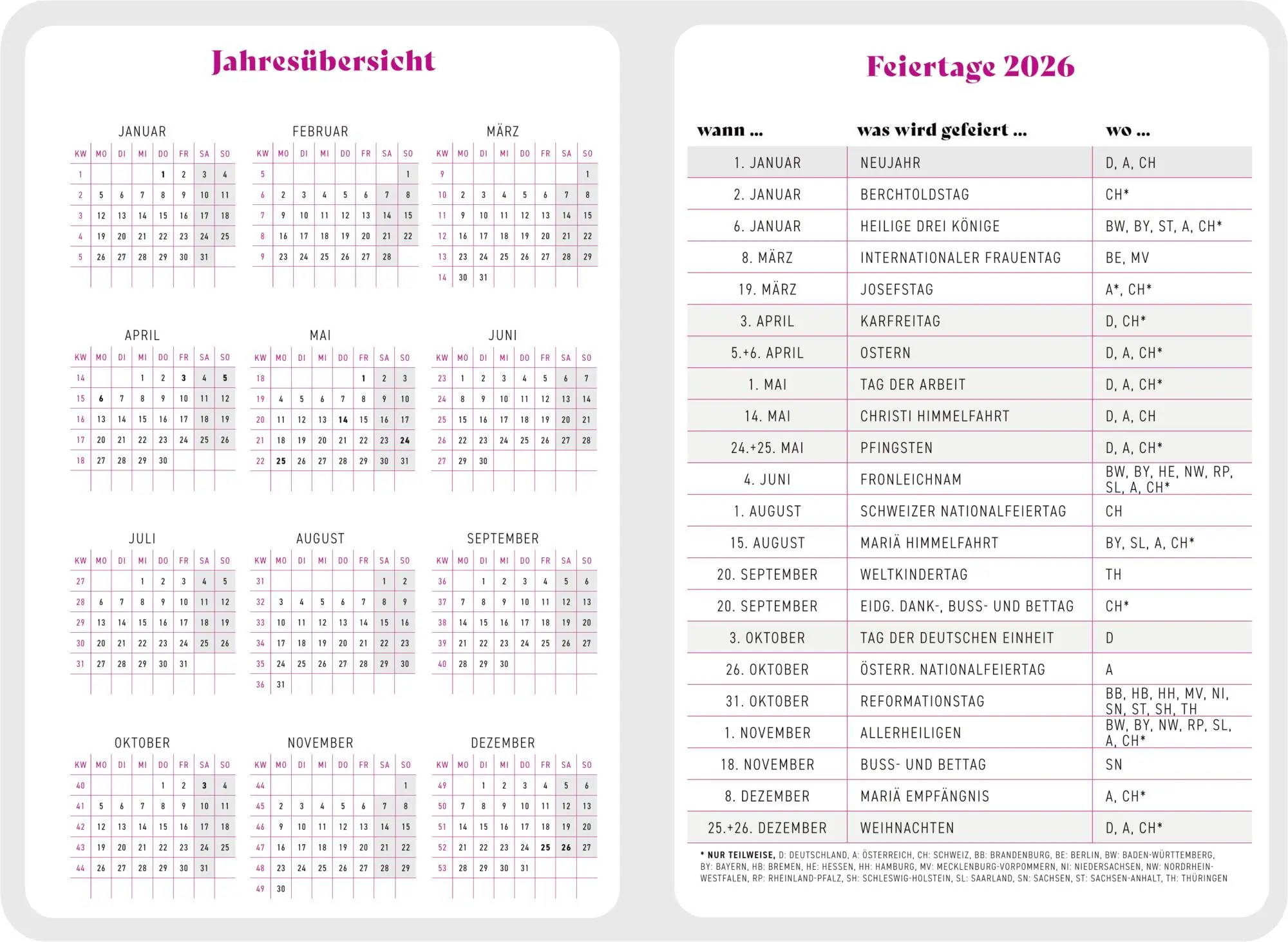 Bild: 4050003958460 | GlücksKalender 2026 - Blätter (All about pink) | Kalender | 112 S.