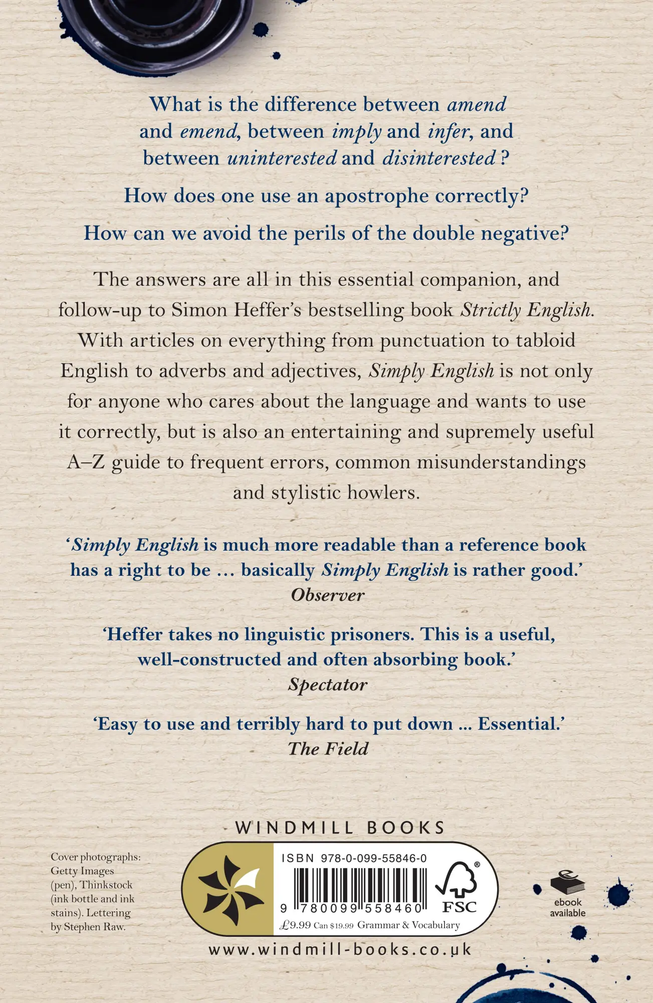 Rückseite: 9780099558460 | Simply English | An A to Z of Avoidable Errors | Simon Heffer | Buch
