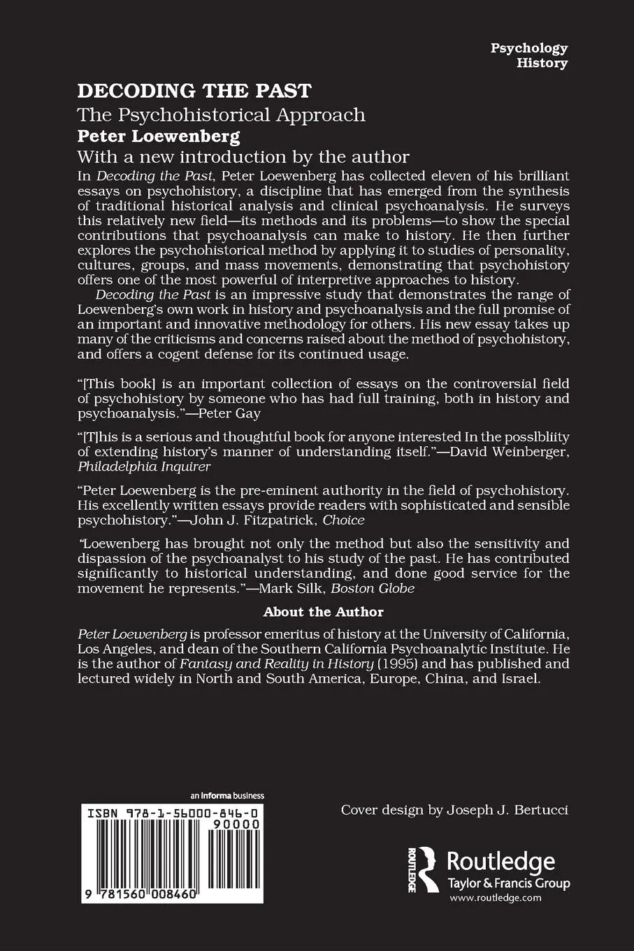 Rückseite: 9781560008460 | Decoding the Past | The Psychohistorical Approach | Peter Loewenberg