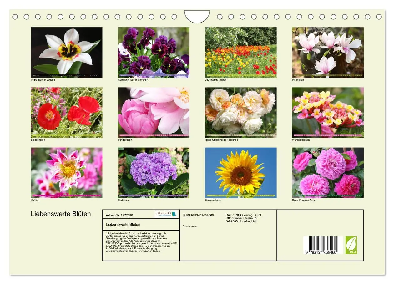Bild: 9783457638460 | Liebenswerte Blüten (Wandkalender 2026 DIN A4 quer), CALVENDO...