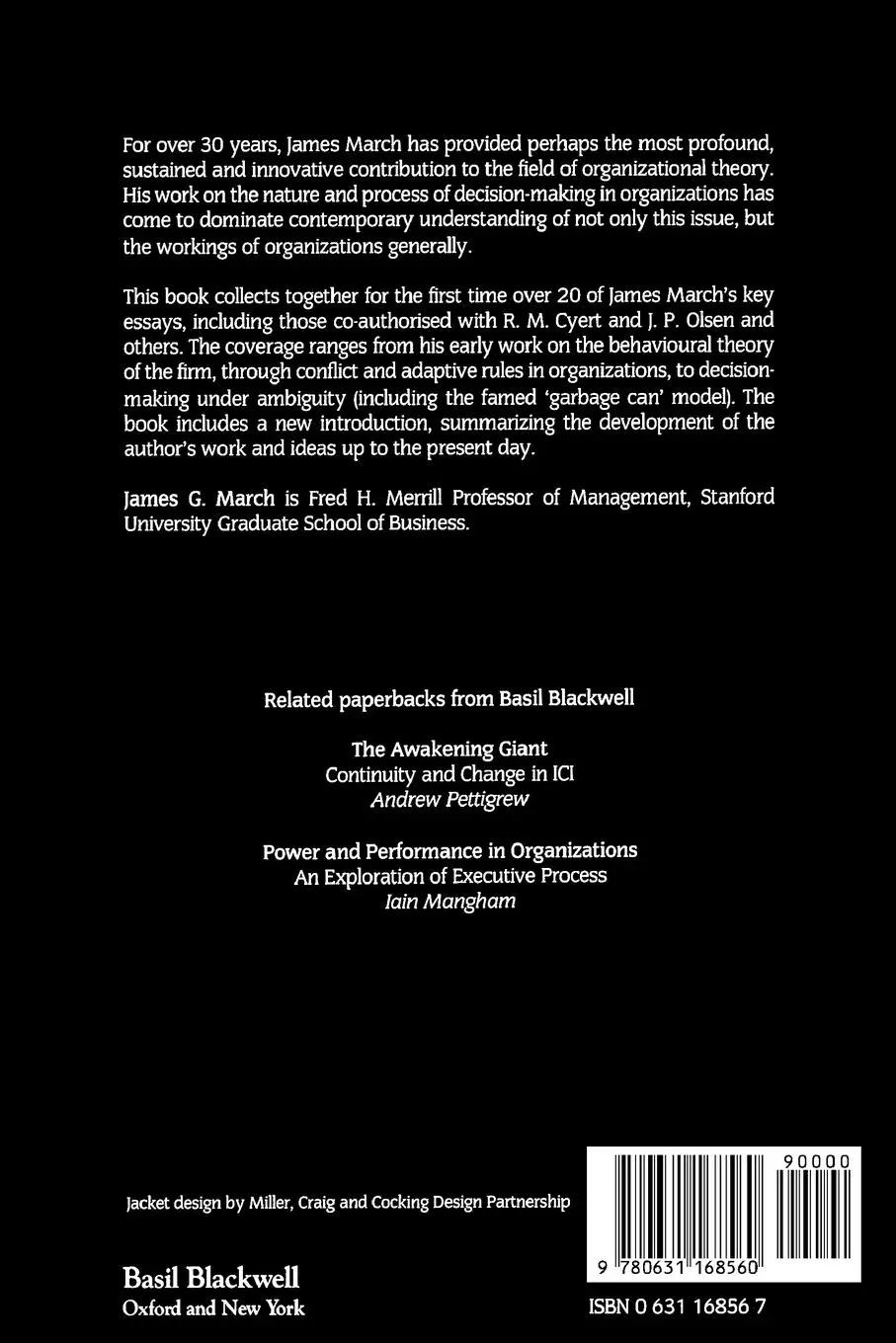 Rückseite: 9780631168560 | Decisions and Organizations | James G March | Taschenbuch | Englisch