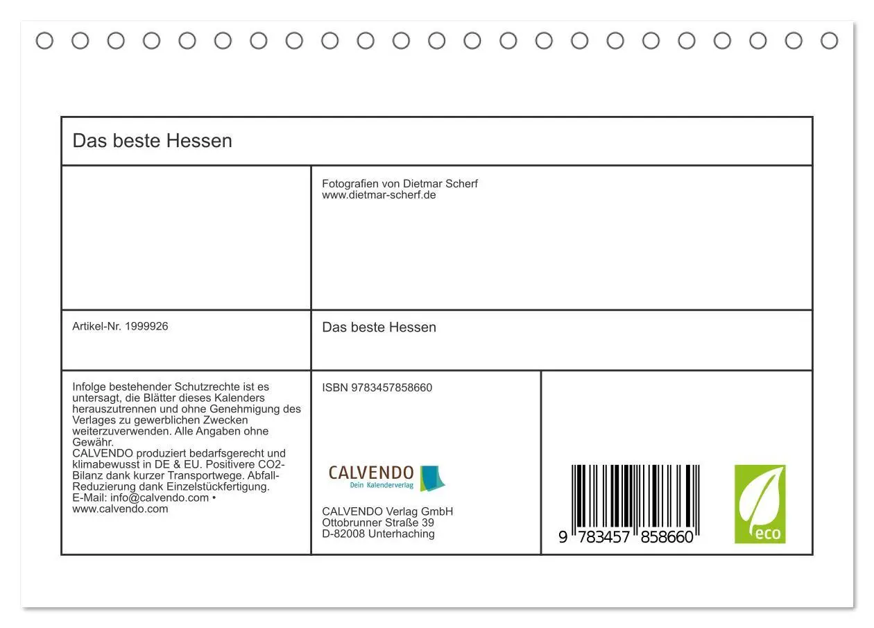 Bild: 9783457858660 | Das beste Hessen (Tischkalender 2026 DIN A5 quer), CALVENDO...