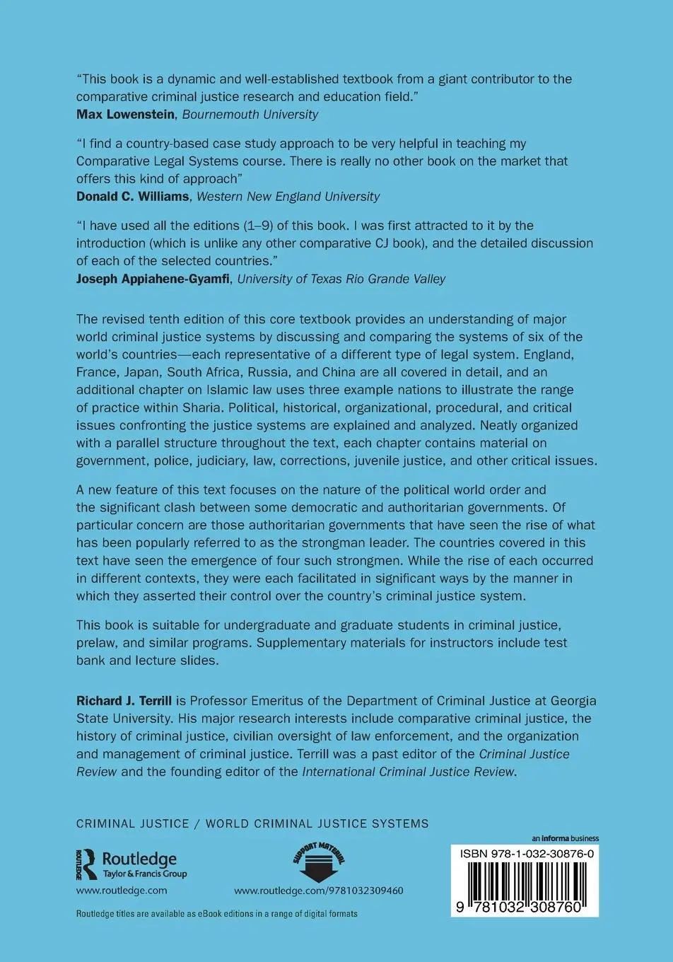Rückseite: 9781032308760 | World Criminal Justice Systems | A Comparative Survey | Terrill | Buch