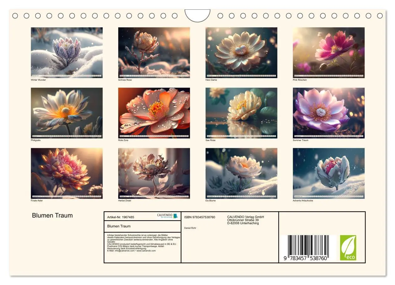 Bild: 9783457538760 | Blumen Traum (Wandkalender 2026 DIN A4 quer), CALVENDO Monatskalender