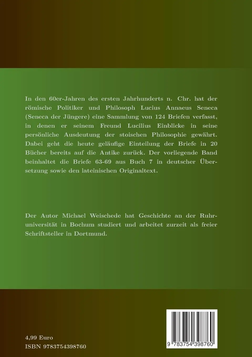 Rückseite: 9783754398760 | Seneca - Epistulae morales ad Lucilium - Liber VII Epistulae LXIII...