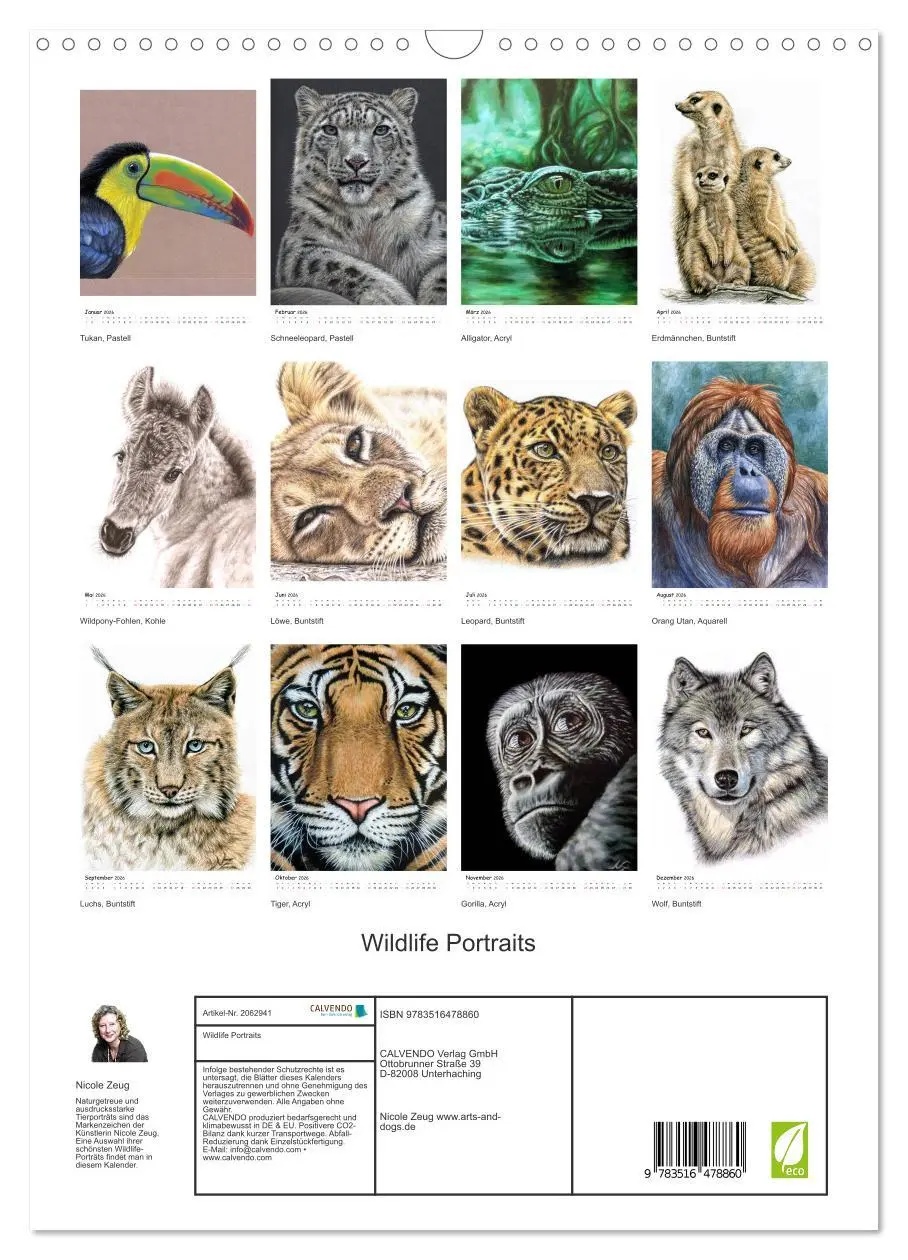 Bild: 9783516478860 | Wildlife Portraits (Wandkalender 2026 DIN A3 hoch), CALVENDO...