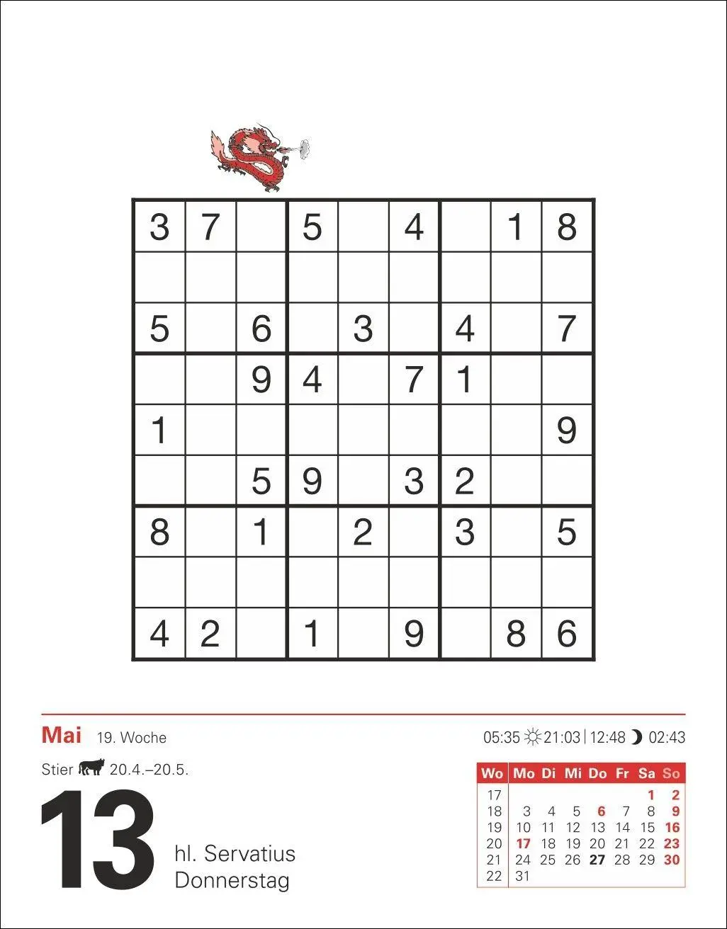 Bild: 9783840038860 | Sudoku Tagesabreißkalender 2027 - Das Kult-Rätsel aus Japan | Krüger