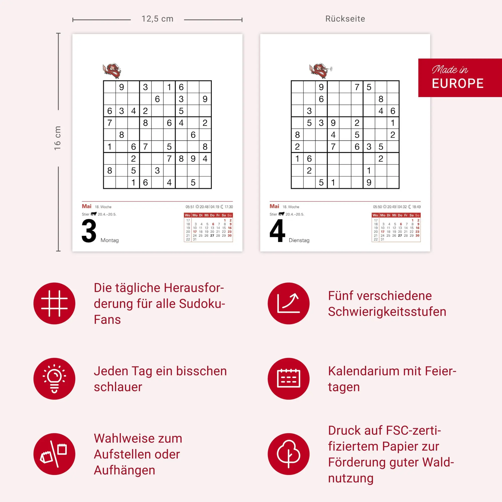 Bild: 9783840038860 | Sudoku Tagesabreißkalender 2027 - Das Kult-Rätsel aus Japan | Krüger