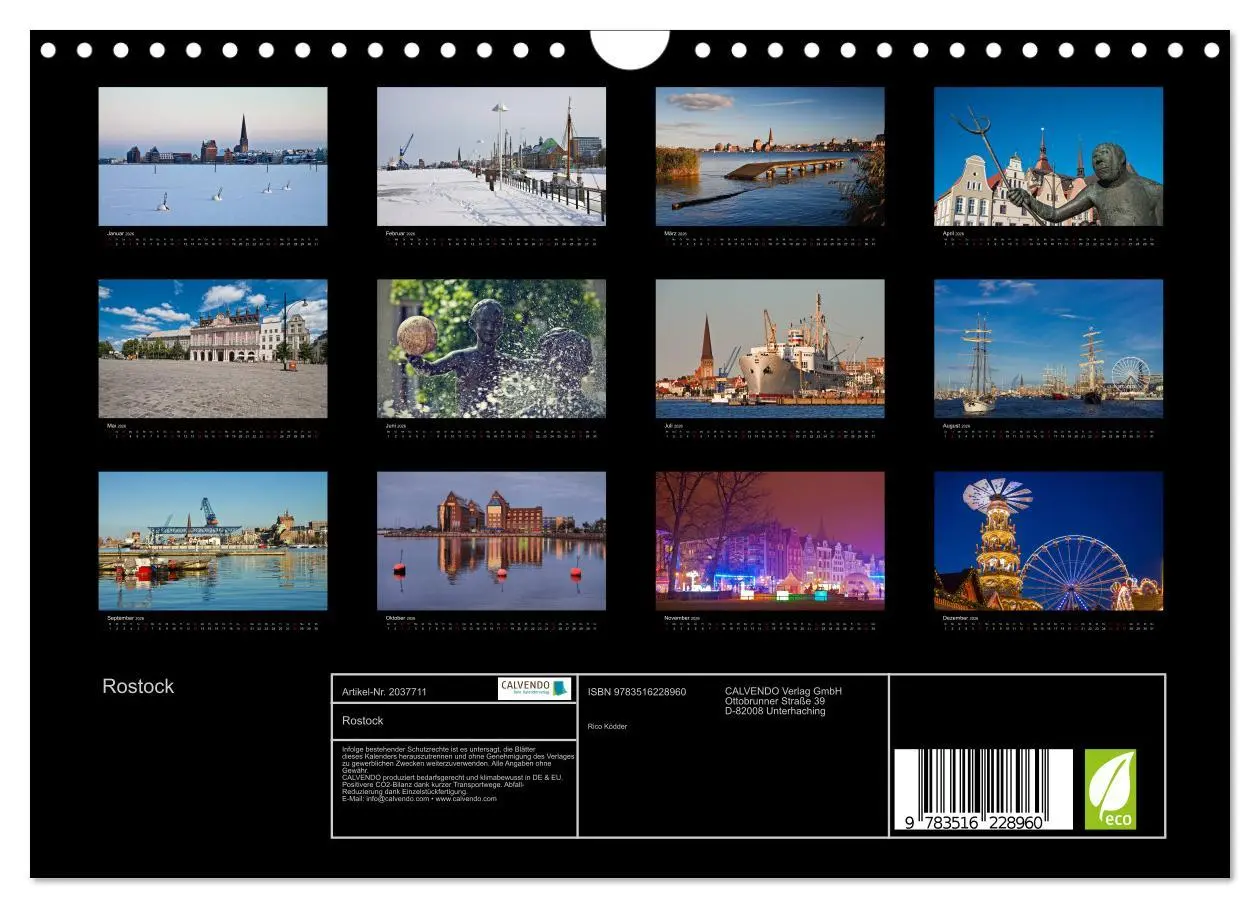 Bild: 9783516228960 | Rostock (Wandkalender 2026 DIN A4 quer), CALVENDO Monatskalender