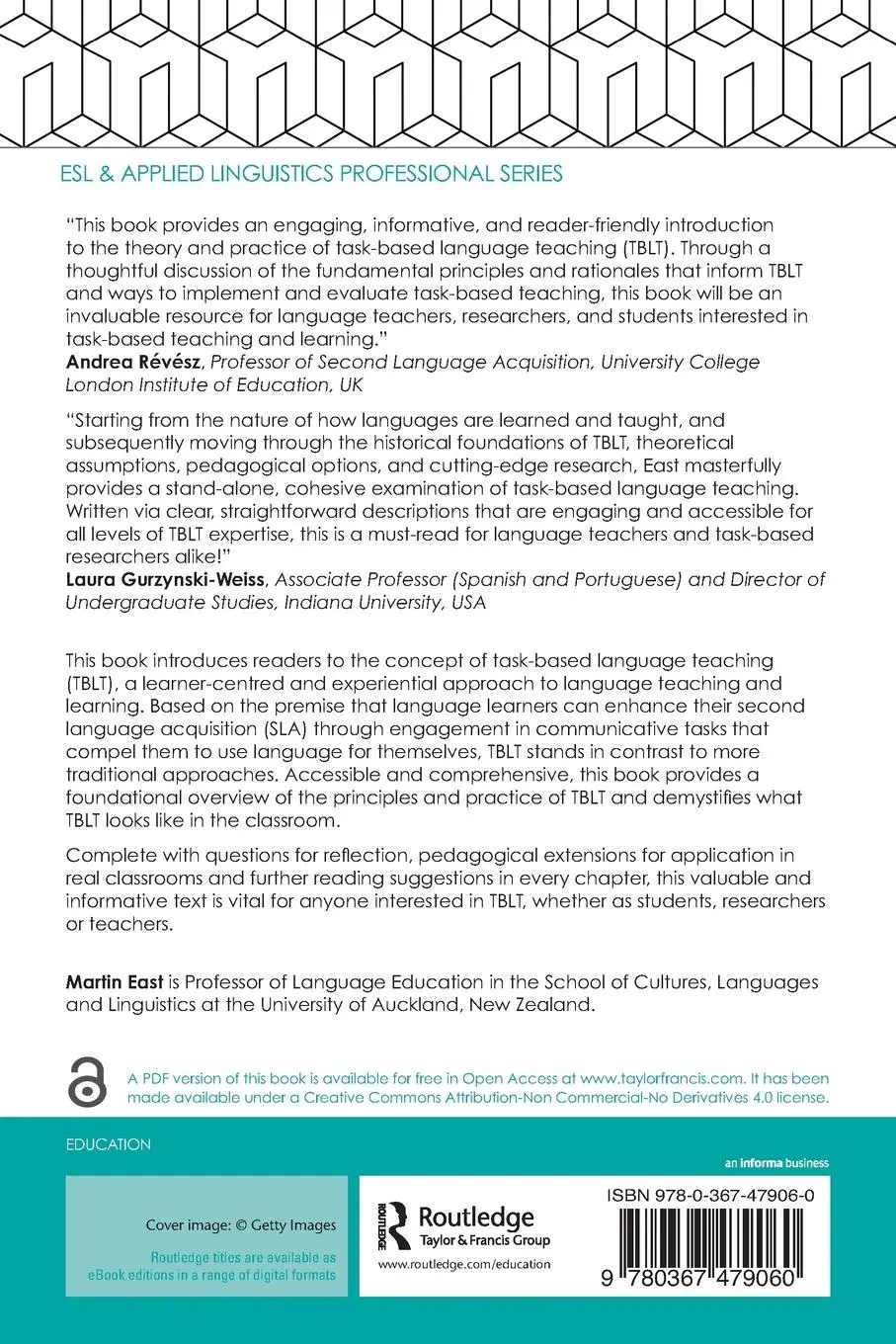 Rückseite: 9780367479060 | Foundational Principles of Task-Based Language Teaching | Martin East