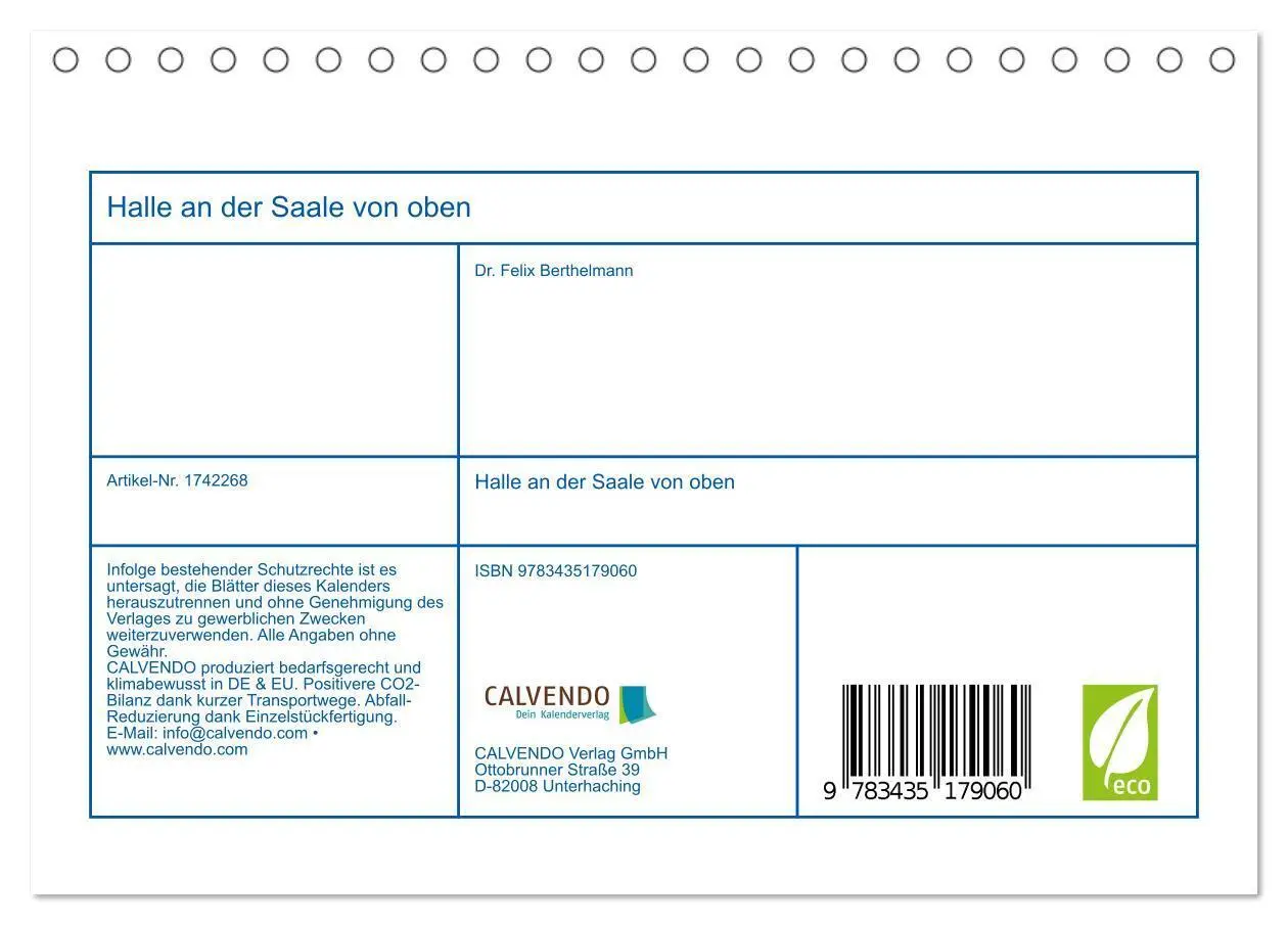 Bild: 9783435179060 | Halle an der Saale von oben (Tischkalender 2025 DIN A5 quer),...