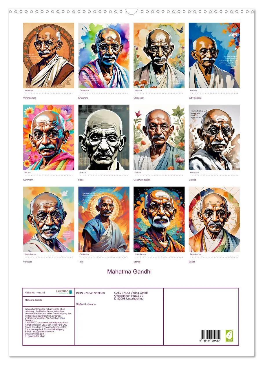 Bild: 9783457269060 | Mahatma Gandhi (Wandkalender 2026 DIN A2 hoch), CALVENDO...