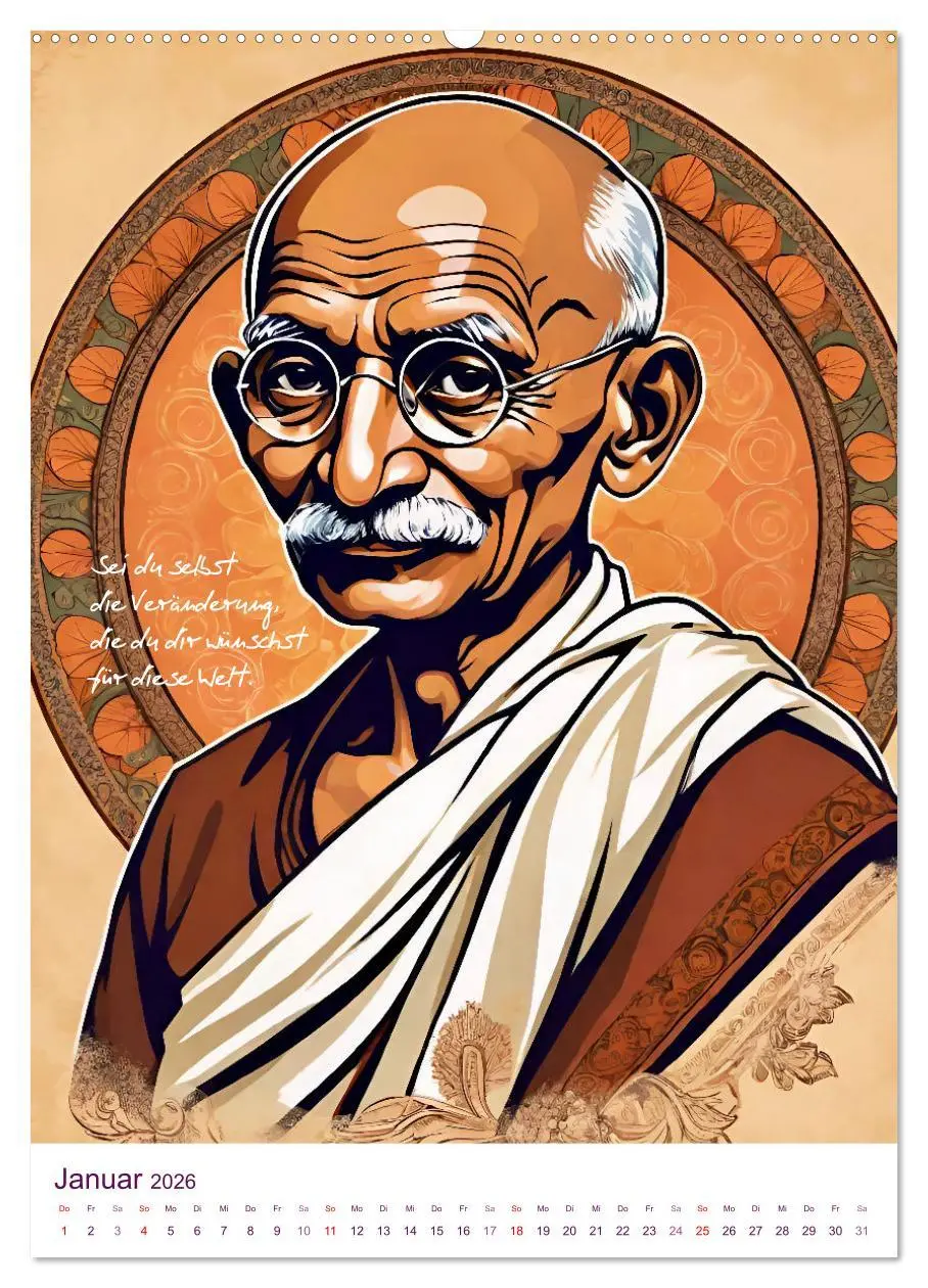 Bild: 9783457269060 | Mahatma Gandhi (Wandkalender 2026 DIN A2 hoch), CALVENDO...