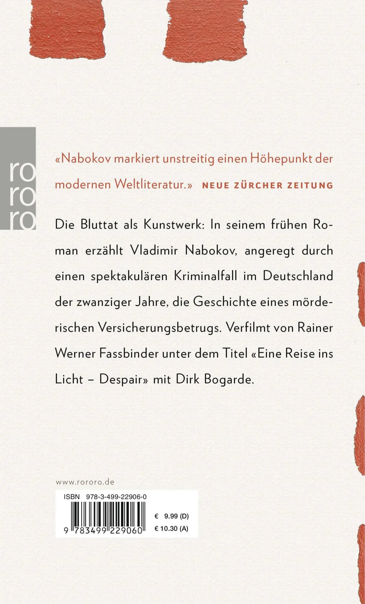 Rückseite: 9783499229060 | Verzweiflung | Vladimir Nabokov | Taschenbuch | 320 S. | Deutsch