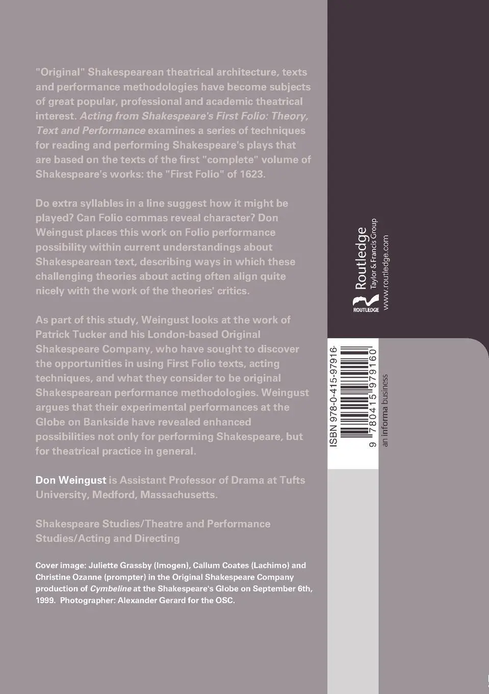 Rückseite: 9780415979160 | Acting from Shakespeare's First Folio | Theory, Text and Performance