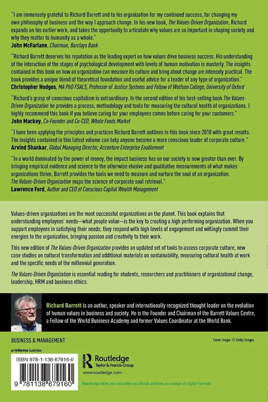 Rückseite: 9781138679160 | The Values-Driven Organization | Richard Barrett | Taschenbuch | 2017