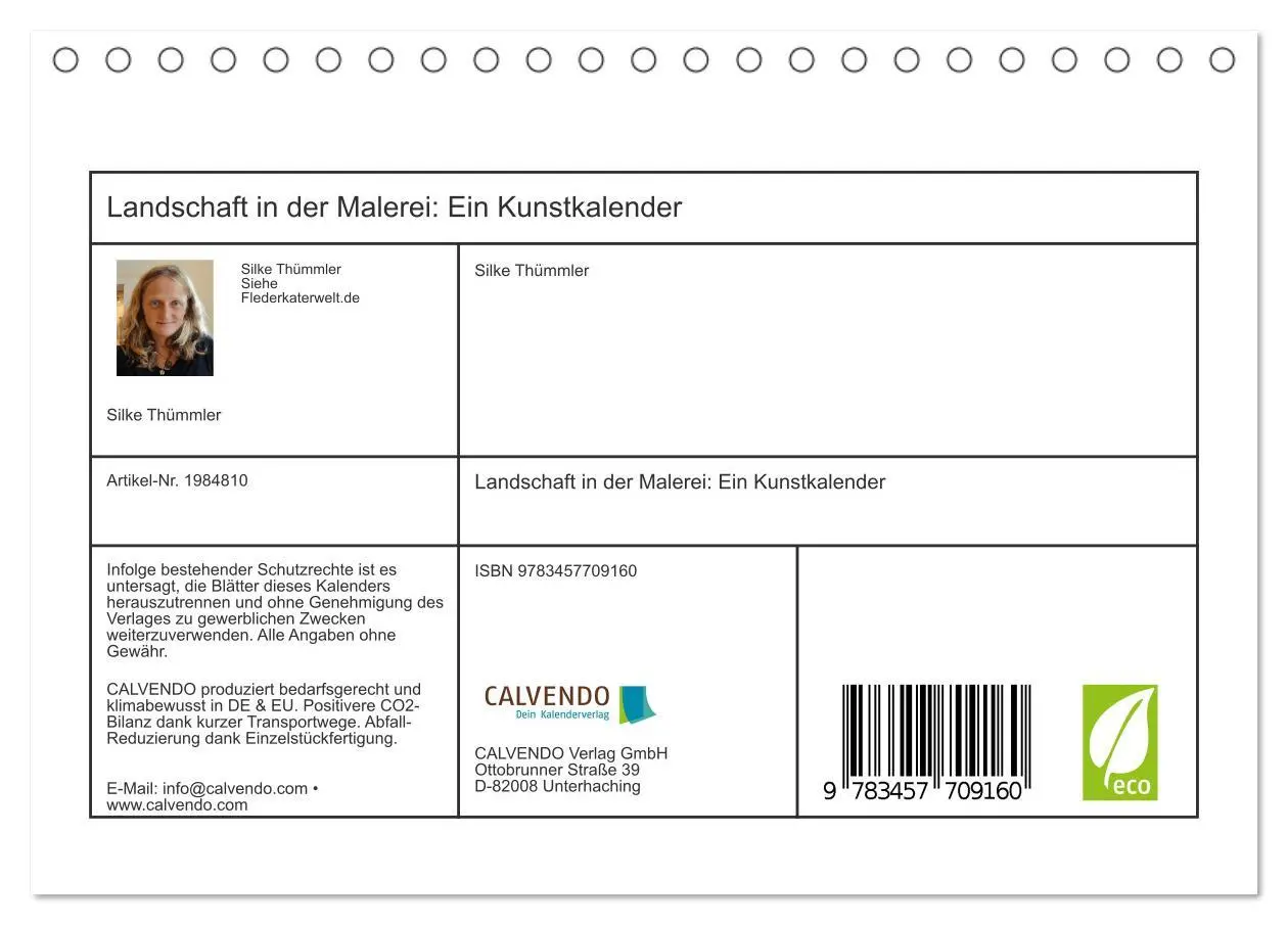 Bild: 9783457709160 | Landschaft in der Malerei: Ein Kunstkalender (Tischkalender 2026...