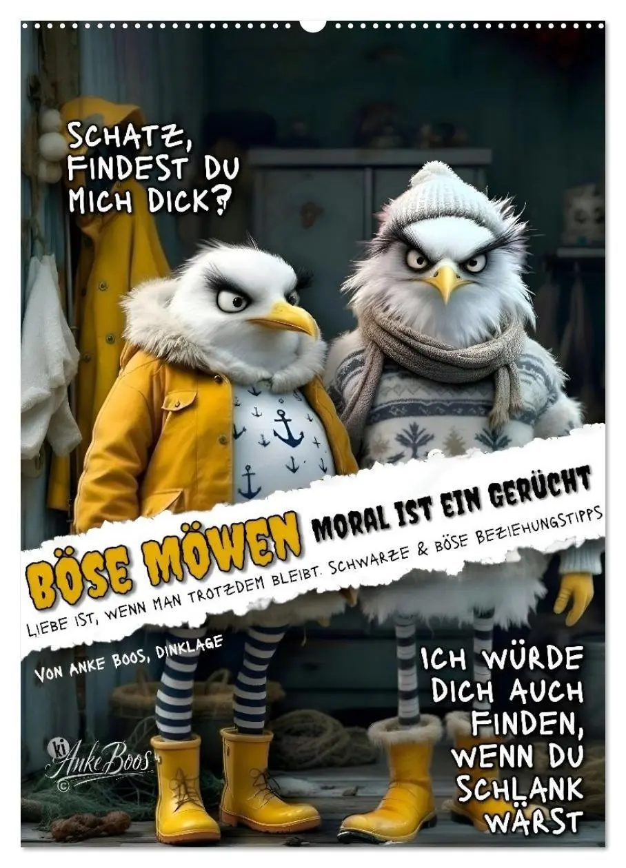 Cover: 9783594259160 | Böse Möwen - Moral ist ein Gerücht (Wandkalender 2027 DIN A2 hoch),...