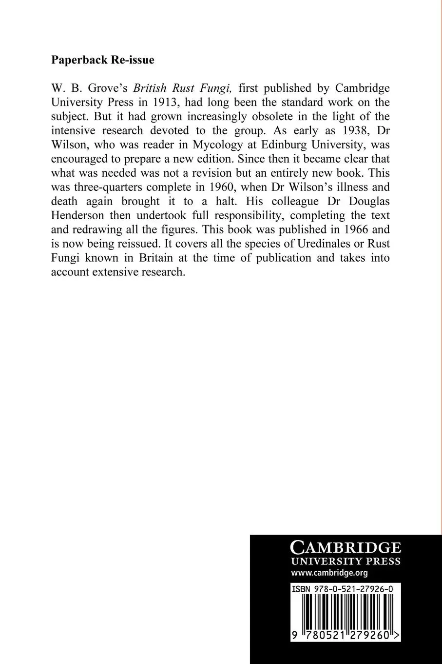 Rückseite: 9780521279260 | British Rust Fungi | Malcolm Wilson (u. a.) | Taschenbuch | Englisch