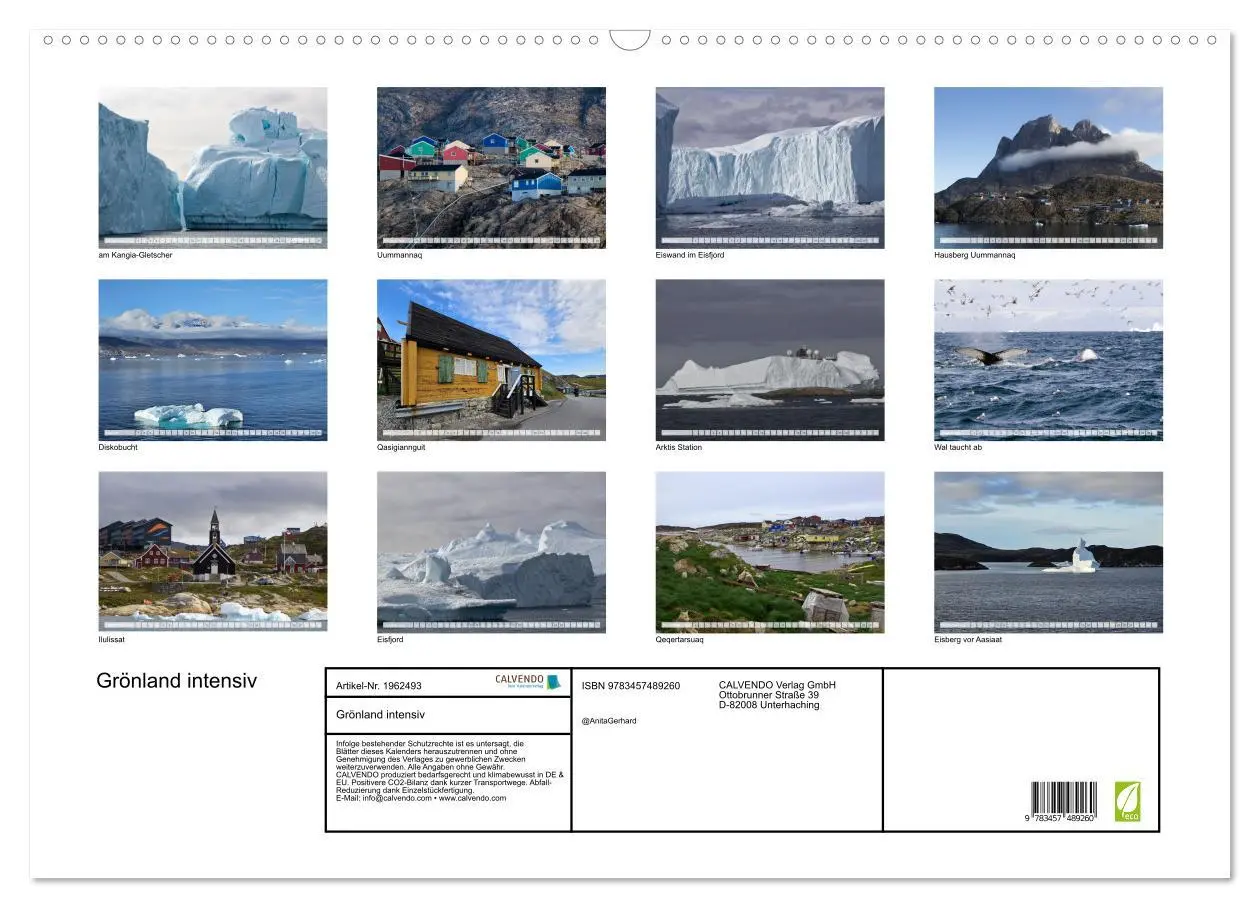 Bild: 9783457489260 | Grönland intensiv (Wandkalender 2026 DIN A2 quer), CALVENDO...