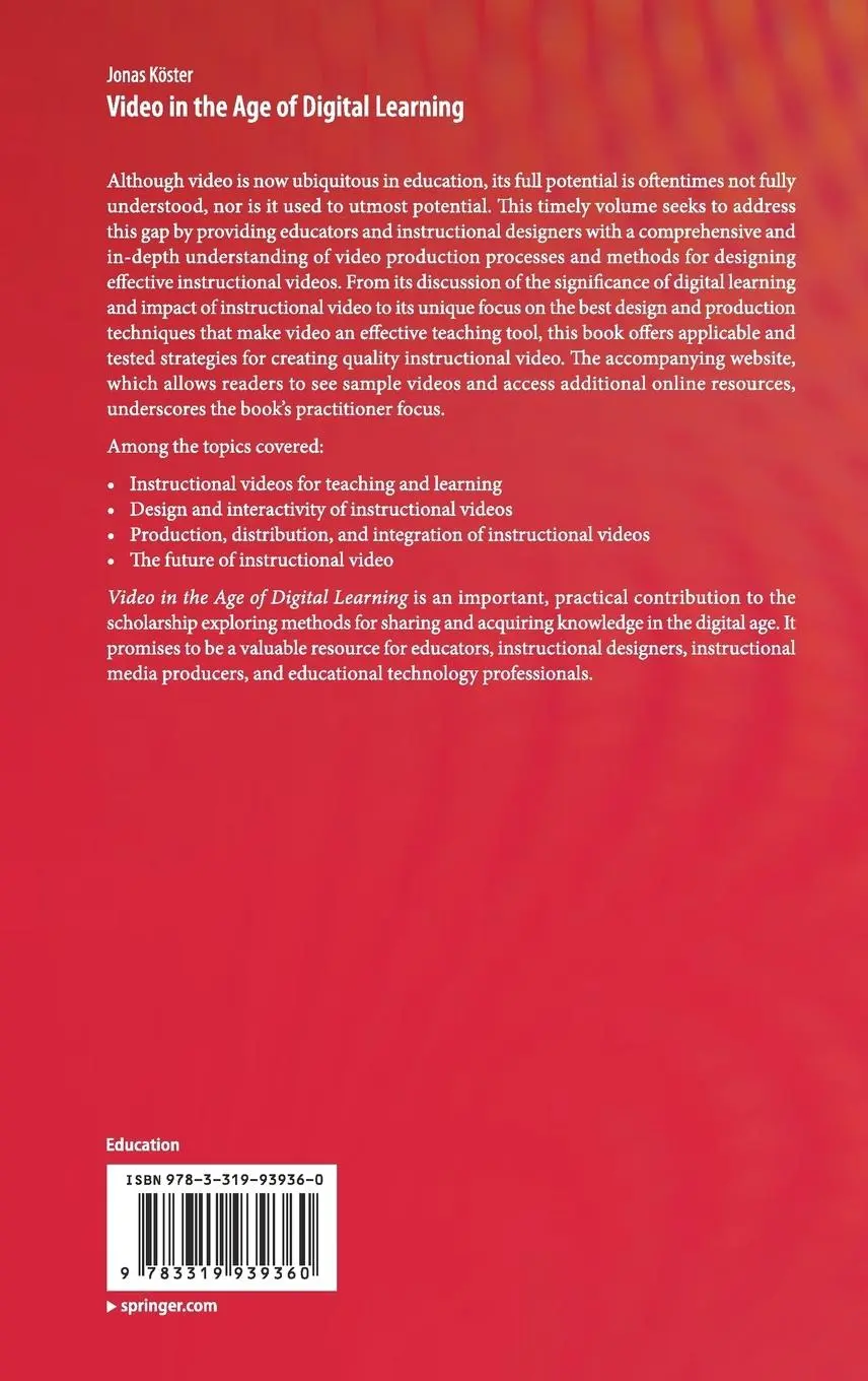 Rückseite: 9783319939360 | Video in the Age of Digital Learning | Jonas Köster | Buch | xviii