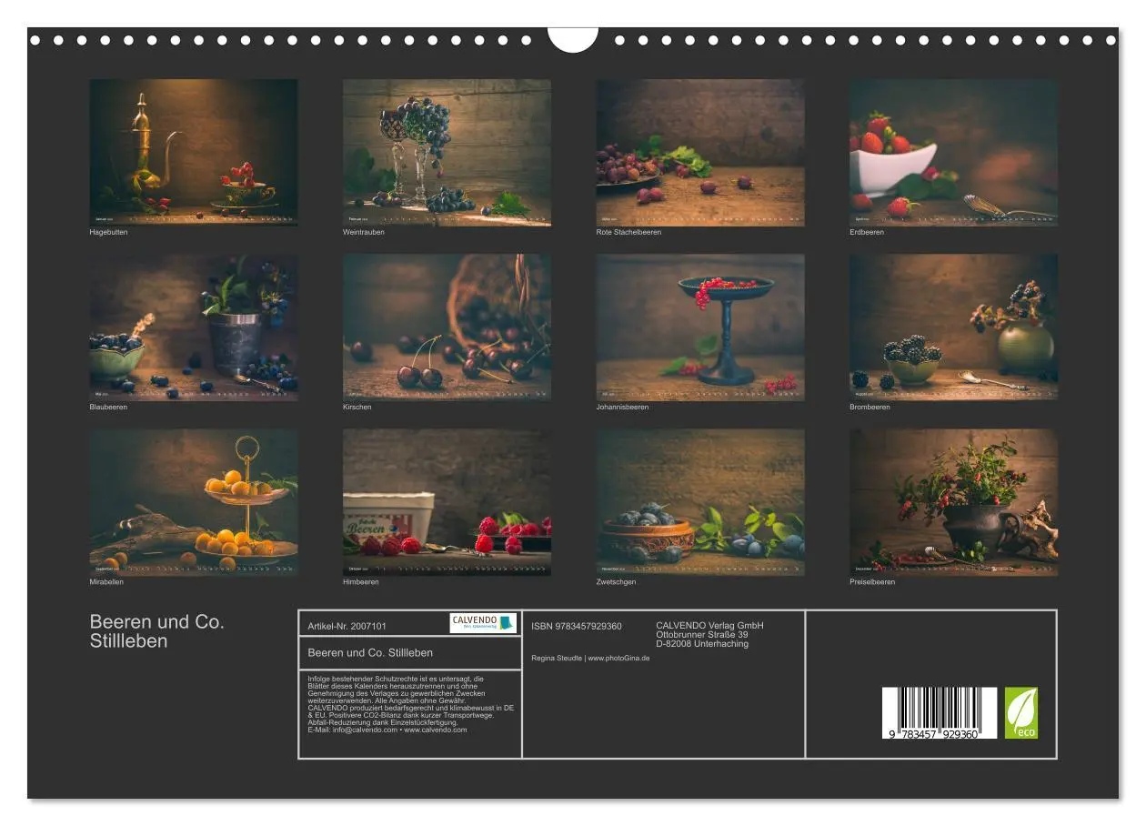 Bild: 9783457929360 | Beeren und Co. Stillleben (Wandkalender 2026 DIN A3 quer), CALVENDO...