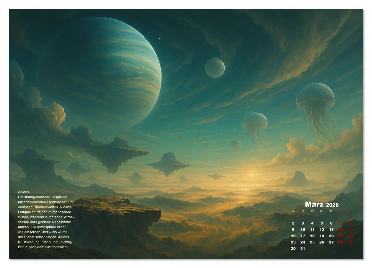 Bild: 9783516639360 | Phantastische Planeten (Wandkalender 2026 DIN A2 quer), CALVENDO...