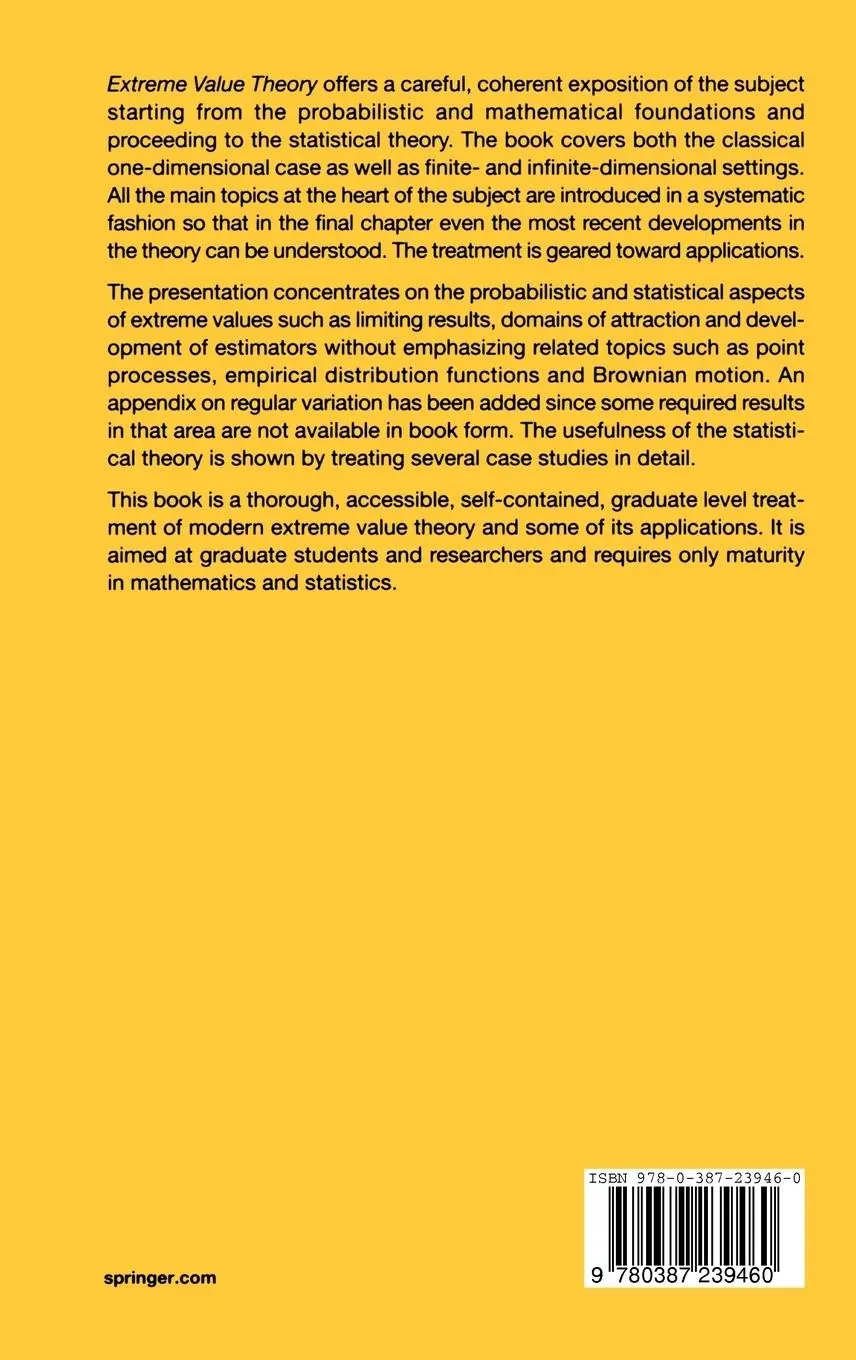 Rückseite: 9780387239460 | Extreme Value Theory | An Introduction | Ana Ferreira (u. a.) | Buch