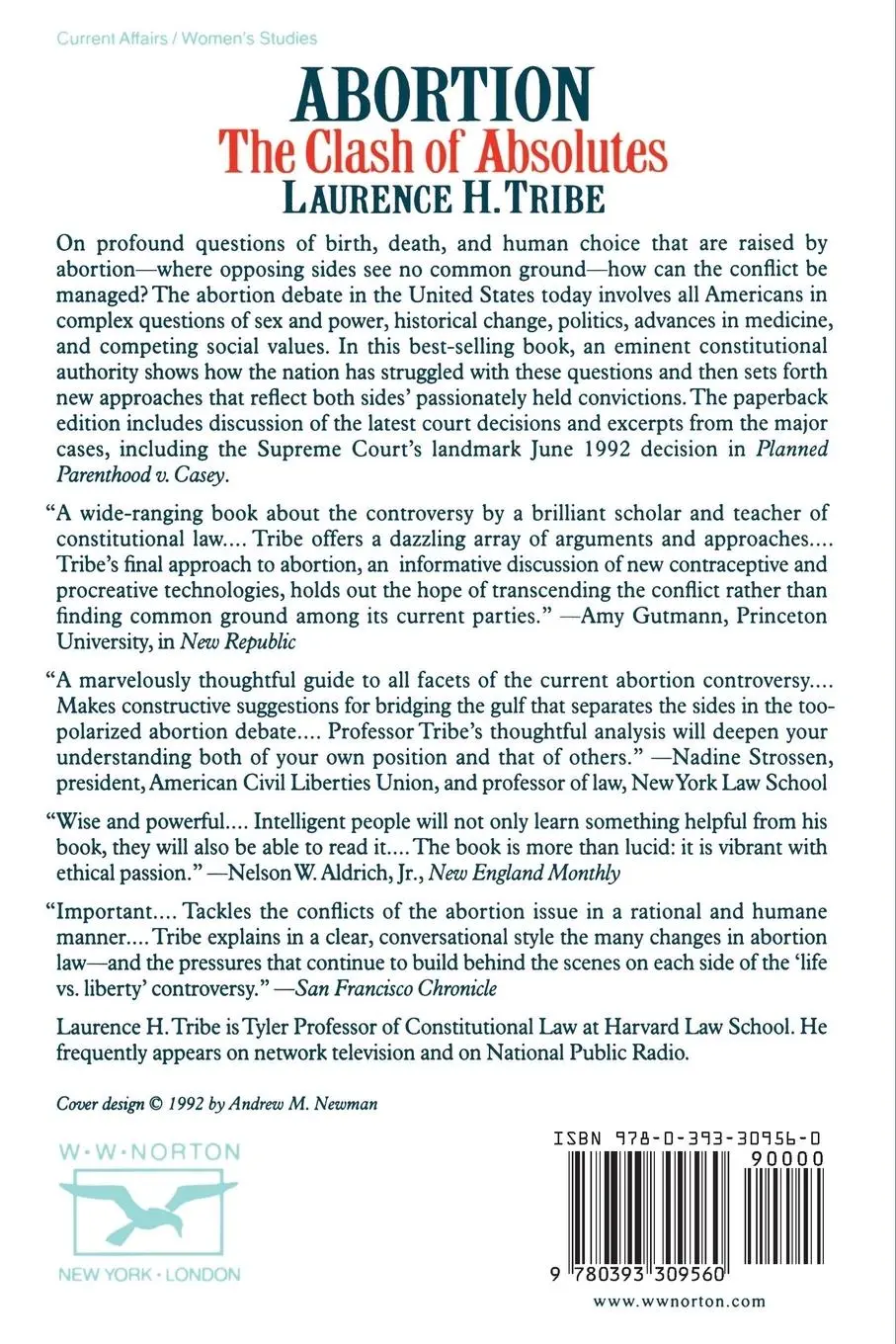Rückseite: 9780393309560 | Abortion | The Clash of Absolutes | Laurence H Tribe | Taschenbuch