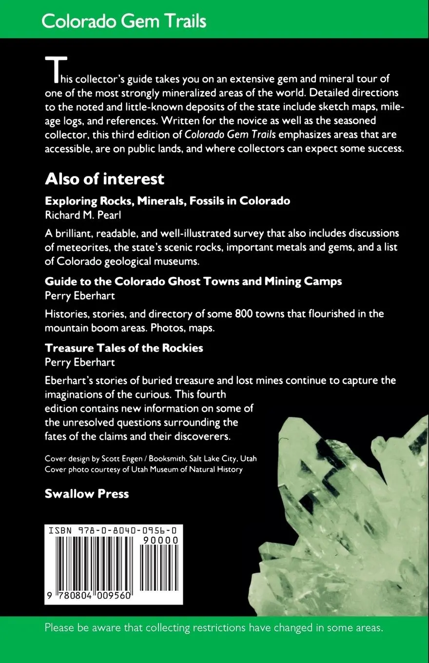 Rückseite: 9780804009560 | Colorado Gem Trails | And Mineral Guide | Richard M Pearl | Buch