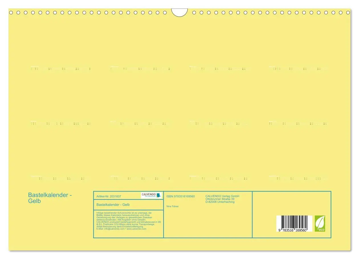 Bild: 9783516169560 | Bastelkalender - Gelb (Wandkalender 2026 DIN A3 quer), CALVENDO...