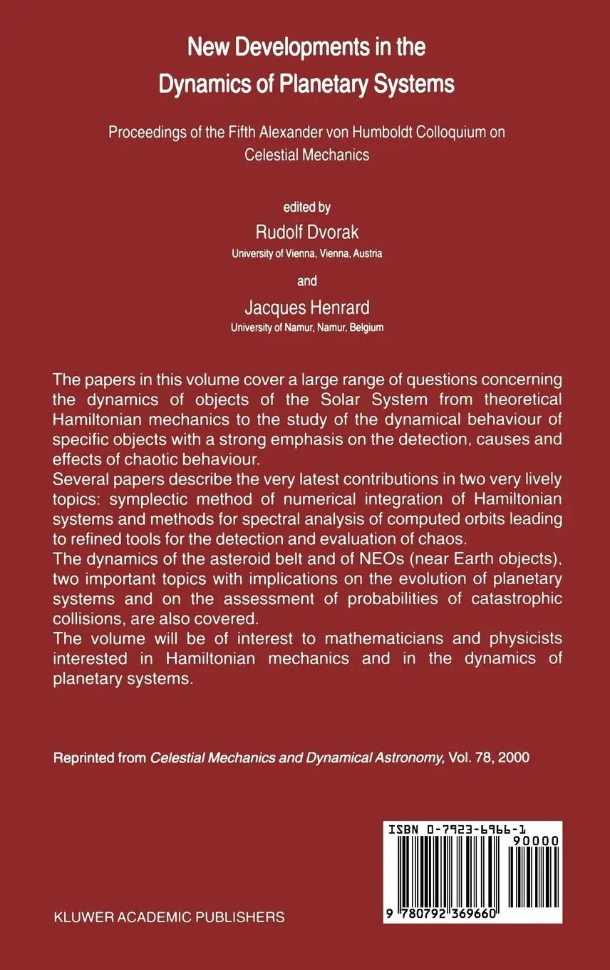 Rückseite: 9780792369660 | New Developments in the Dynamics of Planetary Systems | Buch | vi