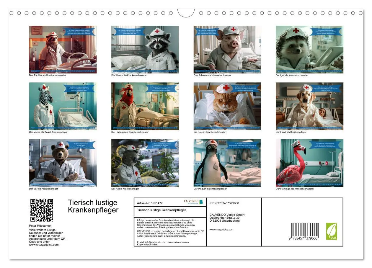 Bild: 9783457379660 | Tierisch lustige Krankenpfleger (Wandkalender 2026 DIN A3 quer),...