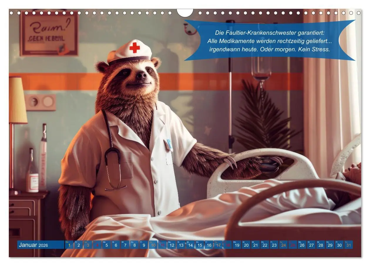 Bild: 9783457379660 | Tierisch lustige Krankenpfleger (Wandkalender 2026 DIN A3 quer),...