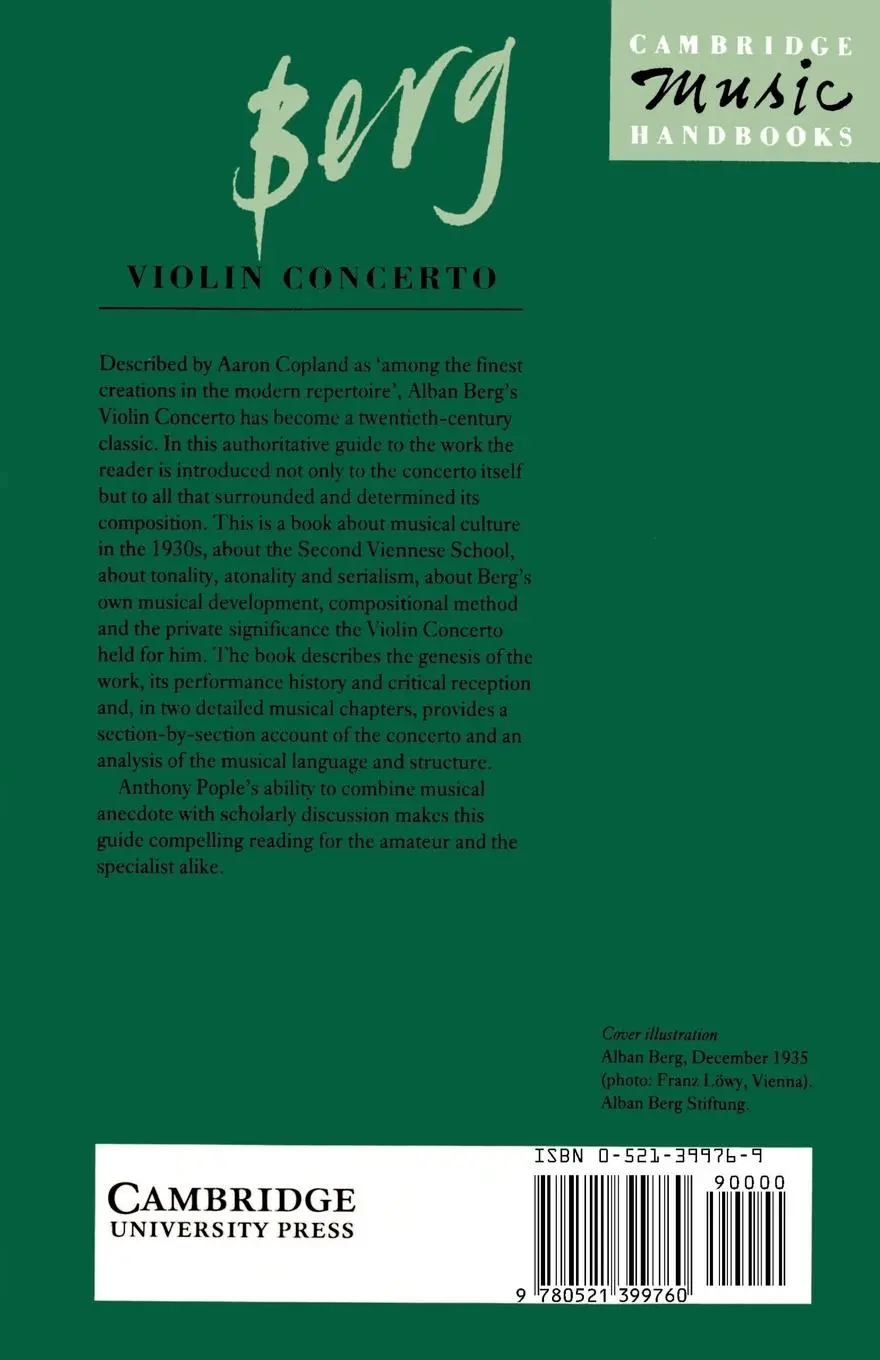 Rückseite: 9780521399760 | Berg | Violin Concerto | Anthony Pople | Taschenbuch | Englisch | 1991