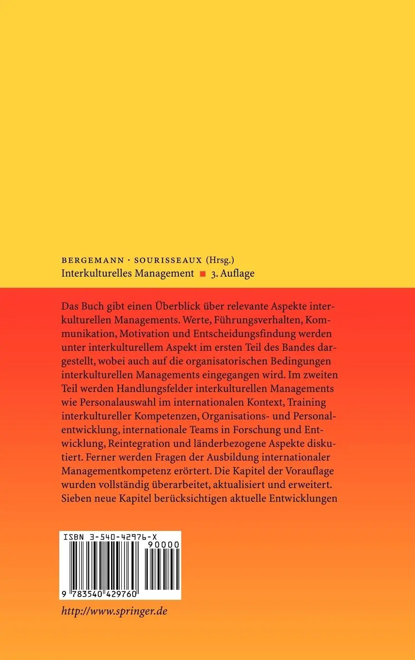 Rückseite: 9783540429760 | Interkulturelles Management | Andreas Sourisseaux (u. a.) | Buch