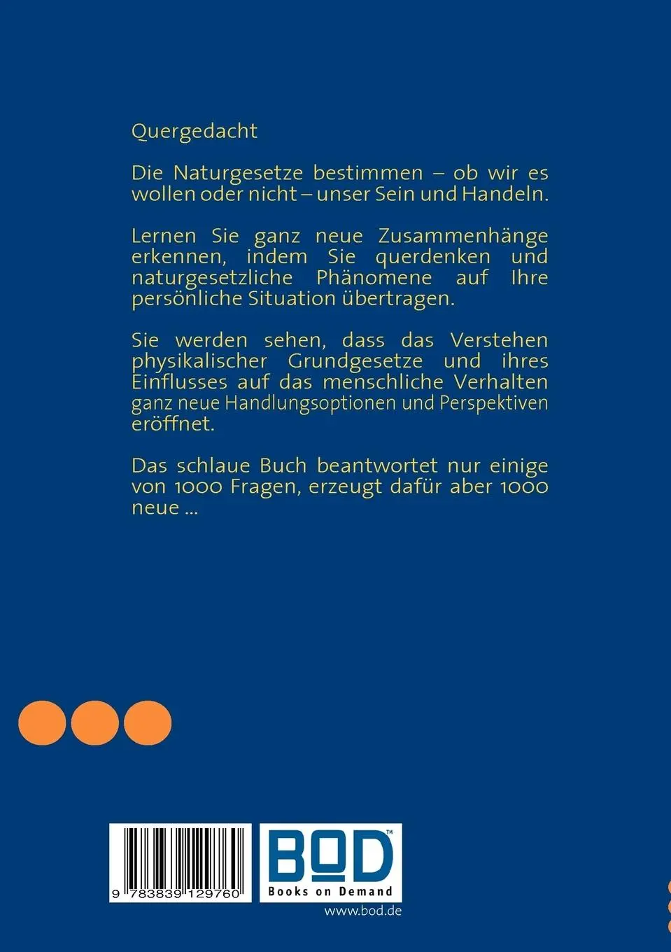 Rückseite: 9783839129760 | Quergedacht | Klaus Völker | Taschenbuch | 56 S. | Deutsch | 2009
