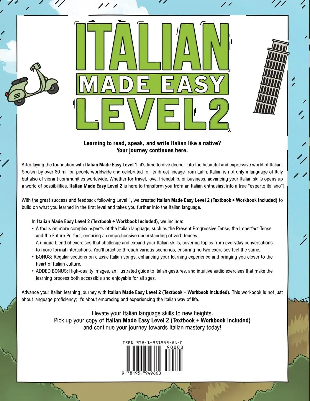 Rückseite: 9781951949860 | Italian Made Easy Level 2 | Lingo Mastery | Taschenbuch | Englisch